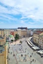 Krakow, Poland, August 16, 2022: top view of Krakow market square. The main and famous place. Tourist attractions. Royalty Free Stock Photo