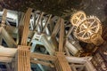 Wieliczka Salt Mine underground mining structure with chandelier made from salt, Krakow, Poland, tourist landmark