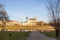 Krakow. Poland. Beautiful embankment of the Vistula River, with beautiful bridges. Sunny day. Sights of Krakow.