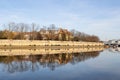 Krakow. Poland. Beautiful embankment of the Vistula River, with beautiful bridges. Sunny day. Sights of Krakow.