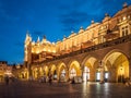 KRAKOW, POLAND: Cloth Hall, or Sukiennice, on Main Market Square in the Old Town by night, Krakow, Poland Royalty Free Stock Photo