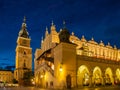 KRAKOW, POLAND: Cloth Hall, or Sukiennice, on Main Market Square in the Old Town by night, Krakow, Poland Royalty Free Stock Photo