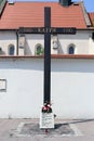 Krakow, Poland. The cross in memory of Katyn execution Royalty Free Stock Photo