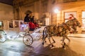 KRAKOW, POLAND - DECEMBER 2, 2017: Old-fashioned Horse drawn carriage in the streets of Krakow, Pola