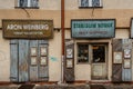 Krakow,Poland-December,2021.Shops with vintage signs in Jewish quarter of Kazimierz,Szeroka street.Store facade,trade shops with Royalty Free Stock Photo