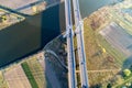 Krakow, Poland.  Double cable-stayed bridge over the Vistula river Royalty Free Stock Photo