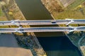 Krakow, Poland.  Double cable-stayed bridge over the Vistula river Royalty Free Stock Photo