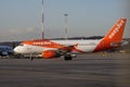 Krakow, Poland 20.12.2019: easyJet Airbus A319 is at the airport, preparing for flight. The service of the vessel flying before Royalty Free Stock Photo