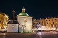 Church of St. Wojciech at night in Krakow, Poland Royalty Free Stock Photo