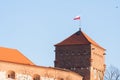 Wawel Royal Castle. Thieves Tower with the flag of Poland on the top Royalty Free Stock Photo