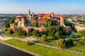 Krakow aerial skyline with Wawel Castle and Cathedral