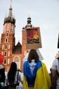 Krakow. Poland. 25.06.2022 International Peace Rally. Ukrainians ask to release defenders from Azovstal. War in Ukraine. Stay with