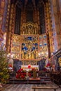 Interior of the amazing St. Mary Basilica of Krakow, Poland Royalty Free Stock Photo