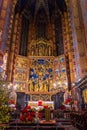 Interior of the amazing St. Mary Basilica of Krakow, Poland Royalty Free Stock Photo