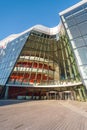 KRAKOW, POLAND - January 03, 2019: Modern building`s facade in Krakow street