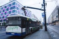 KRAKOW, POLAND, January 28, 2017 passenger city electric bus ch