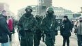 KRAKOW, POLAND - JANUARY, 14, 2017 Polish special force soldiers walk at WOSP military show