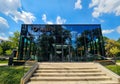 Krakow, Poland - January 15, 2024: Wide angle shot of mufo also referred as Museum of Photography against clear blue sky