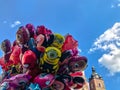 Balloons, popular cartoons close-up in Cracow