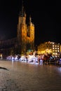 Krakow, Poland - July 20, 2017: Horses In Old-fashioned Coach At Old Town Streets During Summer Evening