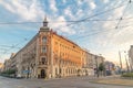 Hotel Polonia and Hotel Warszawski in the early morning. Sunrise view on the corner Basztowa and Pawia street Royalty Free Stock Photo