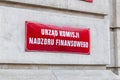 The Polish Financial Supervision Authority sign. Polish: Komisja Nadzoru Finansowego. Royalty Free Stock Photo