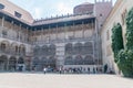 Sigismund I Stary`s Renaissance courtyard within Wawel Castle during renovation
