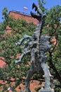 View of the sculpture of the famous Wawel dragon.