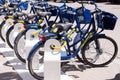 KRAKOW, POLAND - JUNE, 2017: City bikes rent parking