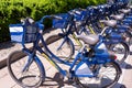 KRAKOW, POLAND - JUNE, 2017: City bikes rent parking