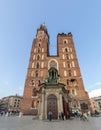 Krakow, Poland - June 3, 2018: Gothic Saint Mary Basilica in city center of Krakow, Poland with a text in Polish that means