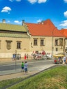 Krakow, Poland - June 215, 2017: A horse-drawn carriage ride along Podzamche Street in Krakow. Krakow is the second largest and on