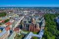 KRAKOW, POLAND -JUNE 06, 2020: Krakow Old Town Aerial View. Main Market Square Rynek, old cloth hall Sukiennice, Church of St Royalty Free Stock Photo