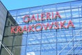 KRAKOW, POLAND - JUNE, 2017: logo of Galeria Krakowska shopping