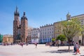 KRAKOW, POLAND - JUNE, 2017: Old city center view St. Mary`s Basilica in Krakow Royalty Free Stock Photo