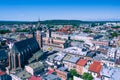 KRAKOW, POLAND -JUNE 06, 2020: Krakow Old Town Aerial View. Main Market Square Rynek, old cloth hall Sukiennice, Church of St Royalty Free Stock Photo