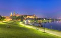 Wawel castle, Krakow at night, Poland. Royalty Free Stock Photo