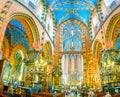 Panorama of interior of St Mary Basilica, Krakow, Poland Royalty Free Stock Photo