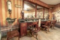 Krakow, Poland - June 3, 2018: Vintage Barber shop furniture used in german-occupied Poland. Inside Oskar Schindler`s Enamel