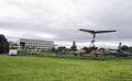 Krakow, POLAND: Wide angle view of MUSEUM OF Aviation with bunch of aircraft on exhibition in outdoor showcasing