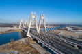 Krakow, Poland.  Macharski Double cable-stayed bridge over the Vistula river Royalty Free Stock Photo