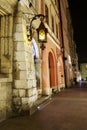 KRAKOW, POLAND - MARCH 06, 2016: City center by night: ancient temements. Maly Rynek square Royalty Free Stock Photo