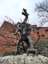 Krakow / Poland - March 23 2018: Sculpture of a dragon exhaling fire every 3-4 minutes