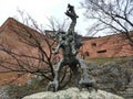 Krakow / Poland - March 23 2018: Sculpture of a dragon exhaling fire every 3-4 minutes