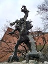 Krakow / Poland - March 23 2018: Sculpture of a dragon exhaling fire every 3-4 minutes