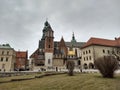 Krakow / Poland - March 23 2018: The territory of the Wawel Castle. Towers and walls, cathedral, royal palace