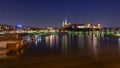 Krakow, Poland - 14 March, 2022: Wawel hill with castle in Krakow at night Royalty Free Stock Photo