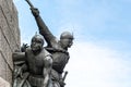 Krakow, Poland, Matejko Square Old Grunwald battle memorial statue monument, Jagiello victory, knight figures closeup, copy space Royalty Free Stock Photo