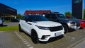 Krakow, Poland - May 21, 2023: Jaguar Land Rover logo on a store.