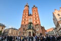 Mary`s Basilica also known as Saint Mary`s Church is a Brick Gothic church adjacent to the Main Market Square in Krakow, Poland